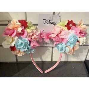 New Disney Minnie Mouse Floral Flowers Pink Ears Ear Headband